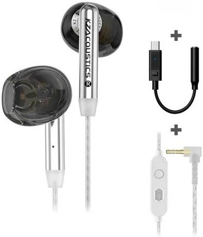 

Наушники KZ Acoustics Duet 3.5 мм (с микрофоном и адаптером 3.5 мм - USB Type-C, черный)