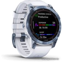 Умные часы Garmin Fenix 7 Sapphire Solar (голубой минерал/белый камень)