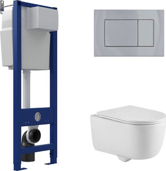 Унитаз подвесной Berges Wasserhaus Tornas Rimless + Atom 410 АТ-043332 (с кнопкой Atom хром глянец)