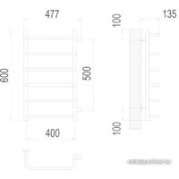 Полотенцесушитель TERMINUS Стандарт П6 400x600 бп (хром)