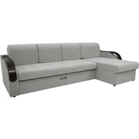 Угловой диван Сириус Лидер-6 с оттоманкой НПБ 300x165 (Eva 08 велюр светло-серый)