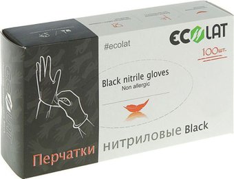 Нитриловые перчатки Ecolat Нитриловые CH (XL, 100 шт, черный)
