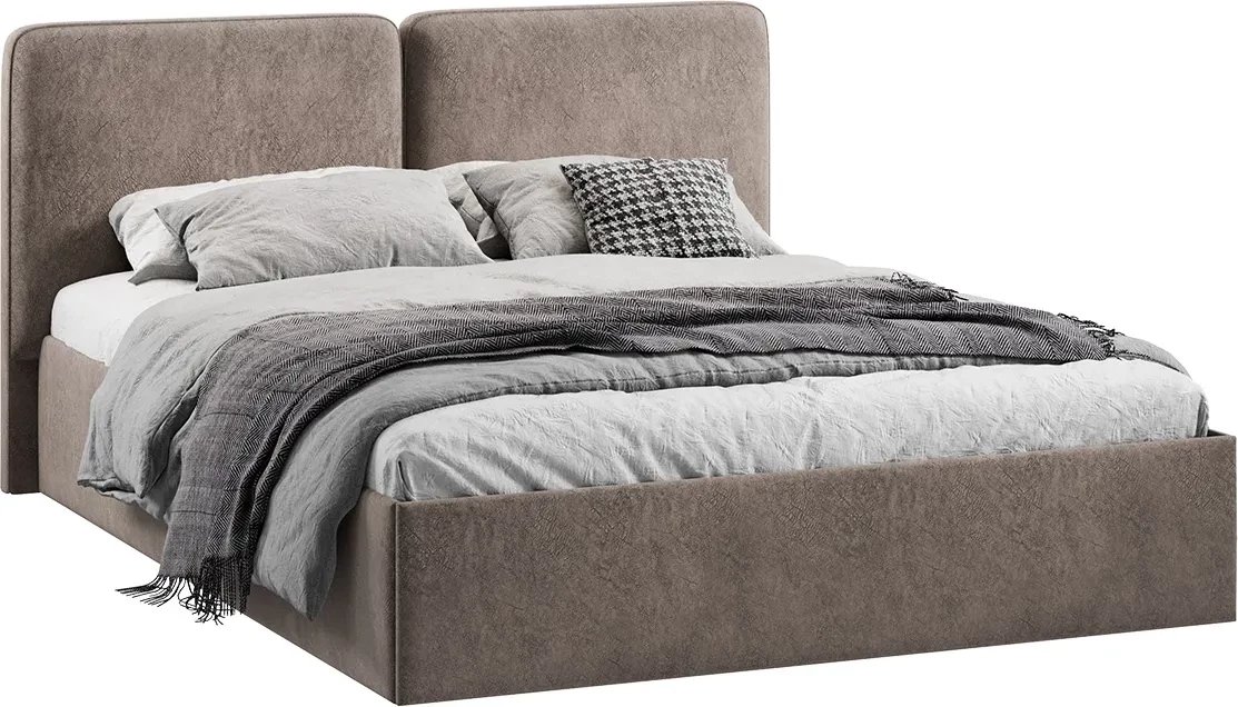 Кровать Трия Токио с ПМ и заглушиной 1600 Тип 1 (микровелюр Wellmart Latte)
