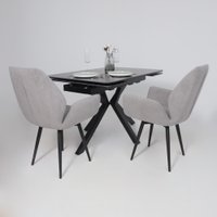 Кухонный стол Аврора Рейн New 1400-2040x900 (камень черный Greys Black/черный матовый)