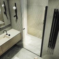Душевая дверь MaybahGlass 198x60 MGD-797-6 (прозрачное стекло/черный)