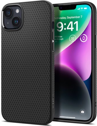 Чехол для телефона Spigen Liquid Air iPhone 14 Matte Black ACS05037 (черный матовый)