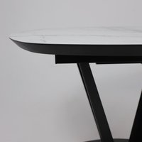 Кухонный стол Listvig Merlin 110-150х75 (МДФ+HPL-пластик белый Monte Belo/черный)