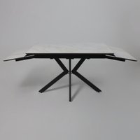 Кухонный стол Lepremo AV 2111 МДФ+керамика раздвижной 1200-1800x800 (белый глянцевый Carla Larkin/черный)