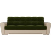 Диван Лига диванов Амстердам 28252 (микровельвет/экокожа, зеленый/бежевый)