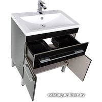 Aquanet Тумба с умывальником Верона 75 (черный, напольная, 1 ящик 2 дв.)