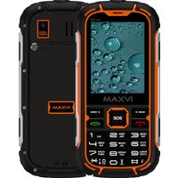 Кнопочный телефон Maxvi R2 up (черный/оранжевый)