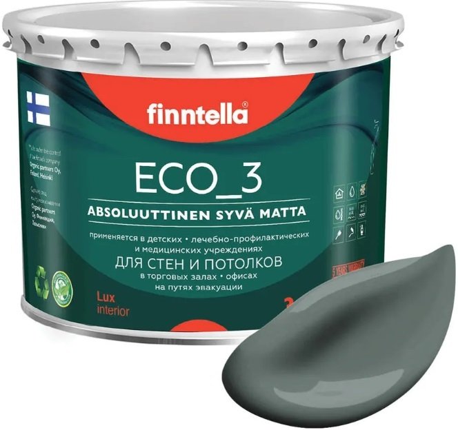 

Краска Finntella Eco 3 Wash and Clean Salvia F-08-1-3-LG263 2.7 л (шалфей)