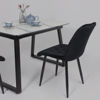 Кухонный стол Lepremo AV 1208 HPL+МДФ раздвижной 1200-1600x800 (мрамор белый/черный)