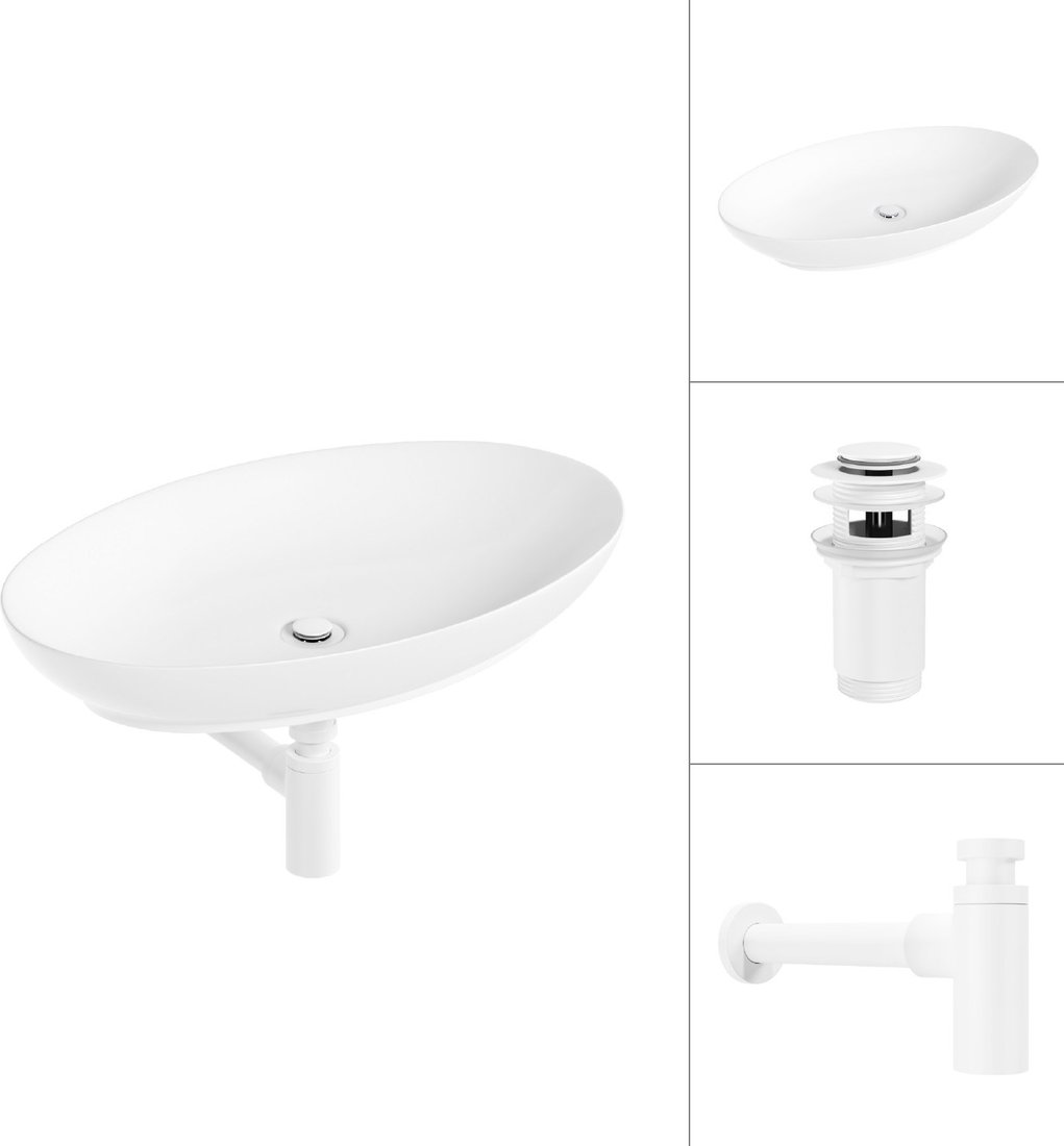 

Умывальник Lauter 21571 + клапан 21190W + сифон 21635W (белый матовый)