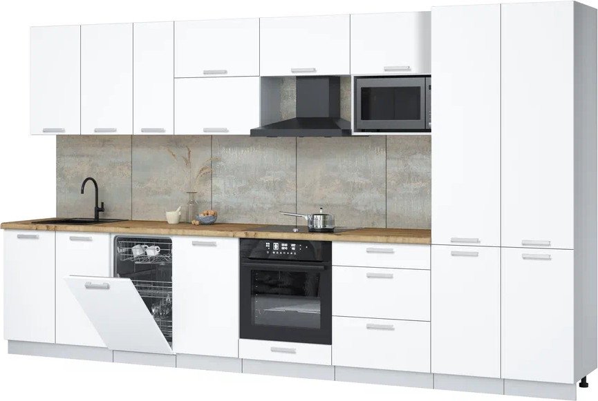 

Готовая кухня Интерлиния Мила Лайт 3.7-ПМ4 (белый платинум/белый платинум/дуб бунратти)