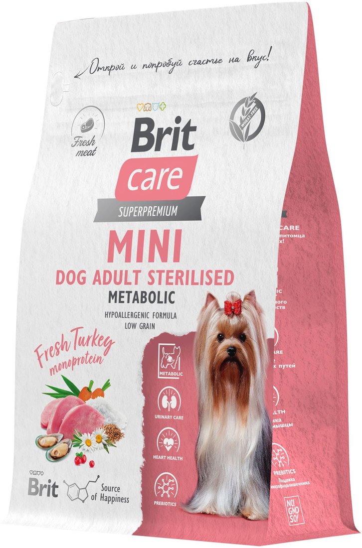 

Сухой корм для собак Brit Care Mini Adult Sterilised Metabolic с индейкой 400 г