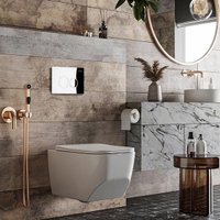 Унитаз подвесной Roxen Boro One Rimless 6 в 1 StounFix Dual Fresh 518414 (кнопка: хром)