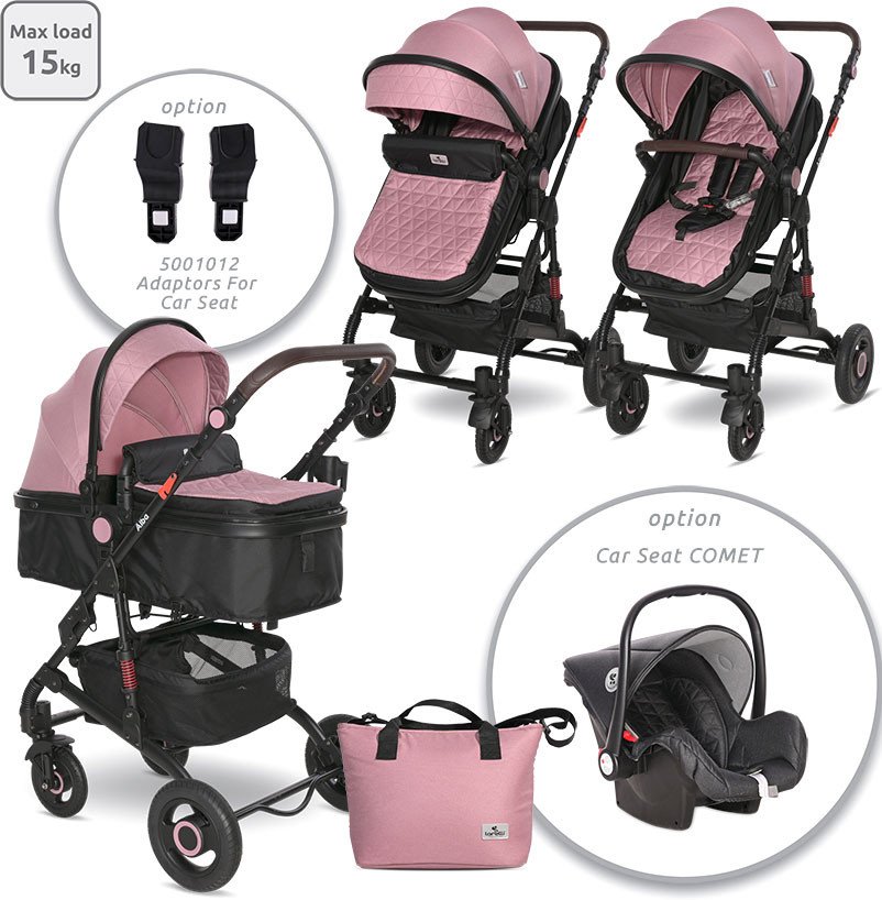 

Универсальная коляска Lorelli Alba Premium 2023 (3 в 1, pink)