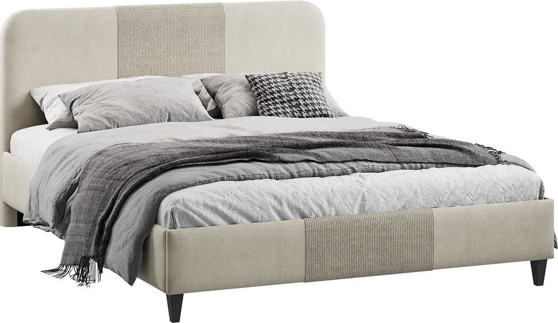 Кровать Трия Эстон с ПМ 1600 Тип 1 (микровелюр Linea Grande 05/Connect 05 светлый)