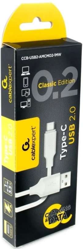 

Кабель Cablexpert USB Type-A - USB Type-C CCB-USB2-AMCMO2-1MW (1 м, белый)