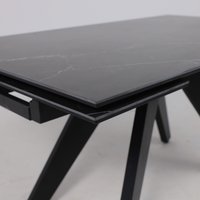 Кухонный стол Lepremo AV 2122 МДФ+керамика раздвижной 1400-2000x850 (черный матовый Shakespeare/черный)