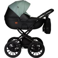 Универсальная коляска Indigo Mio ECO Plus 14" (2 в 1, 05/черная кожа+шалфей кожа)