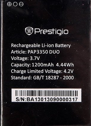 

Аккумулятор для телефона Prestigio PAP3350BA