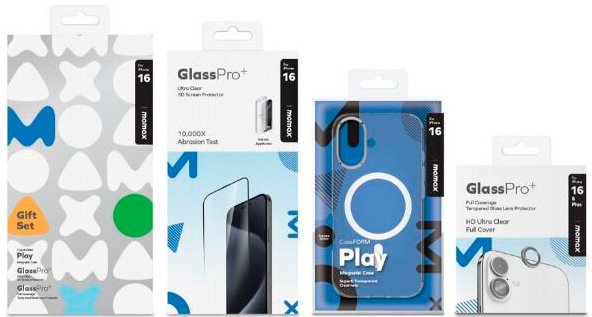 

Чехол для телефона Momax Protection Bundle Set для iPhone 16 MXAP24STGS