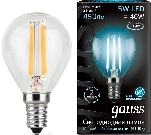 

Светодиодная лампочка Gauss E14 5Вт 4100К 105801205 (10 шт)