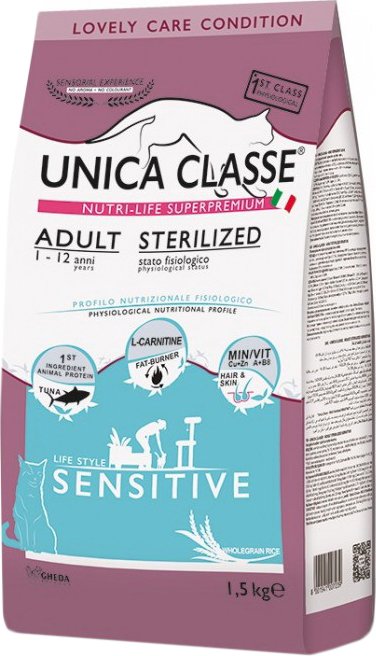 

Сухой корм для кошек Unica Classe Lovely Care Condition Adult Sterilized Sensitive Tuna (для стерилизованных кошек с тунцом) 1.5 кг