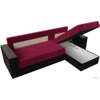 Угловой диван Лига диванов Дубай лайт правый 114179 (микровельвет бордовый/черный)
