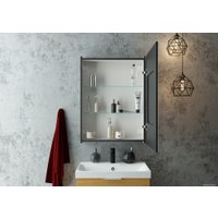Континент Шкаф с зеркалом Mirror Box Black Led 60х80