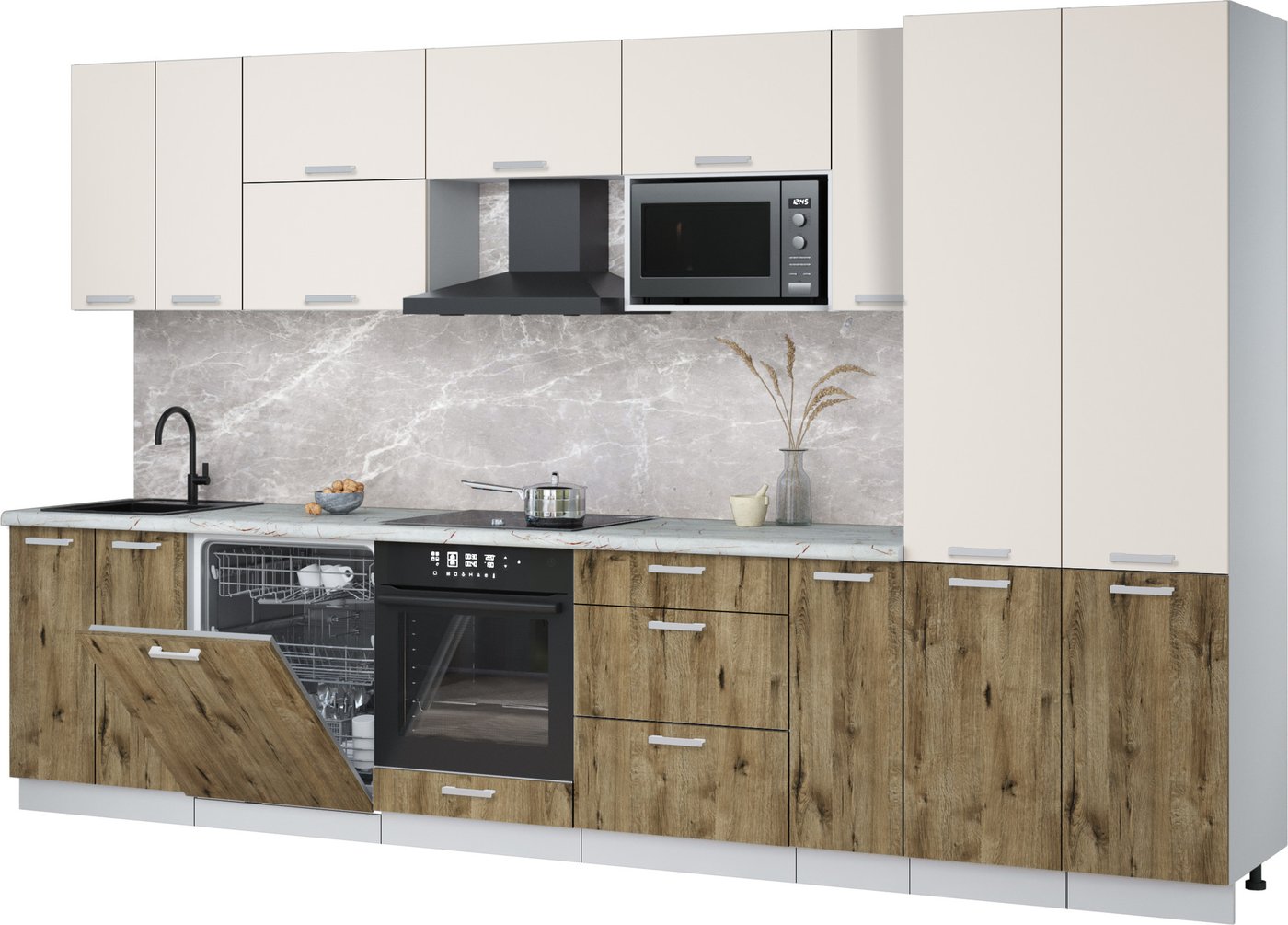 

Готовая кухня Интерлиния Мила Лайт 3.5-ПМ2 (персидский жемчуг/дуб веллингтон/серый каспий)