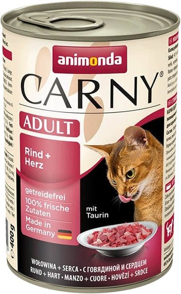 

Консервированный корм для кошек Animonda Carny Adult с говядиной и сердцем индейки 0.4 кг