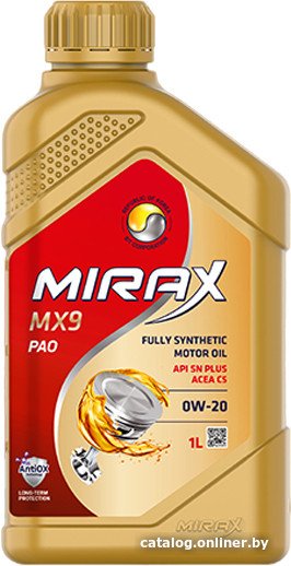 Моторное масло Mirax MX9 0W-20 С5 SN Plus 1л