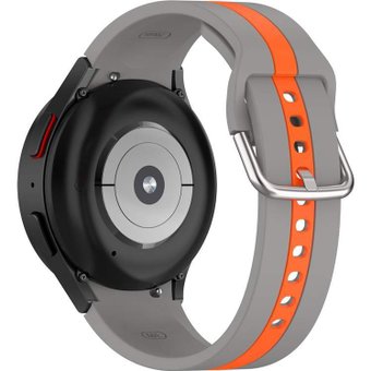 Ремешок Rumi Sport Line силиконовый для Samsung Galaxy Watch4/5/6 (20 мм, серый/оранжевый)