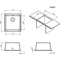 Кухонная мойка ZorG Subline 40 (черный опал)