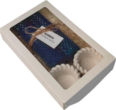 

Подарочный набор Вендитио Ozarich Сувенирный с 2-мя свечами и подсвечниками Г7 (синий)