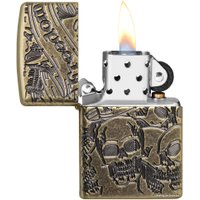 Зажигалка Zippo 49035 Armor Freedom Skull Antique Brass