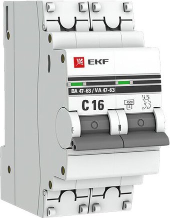 EKF ВА 47-63 2P 16А (C) 4.5kA PROxima mcb4763-2-16C-pro
