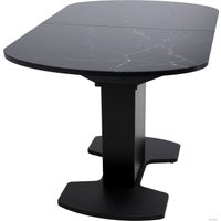 Кухонный стол Аврора Корсика фотопечать 120-151.5x80 (мрамор черный 9/черный матовый)