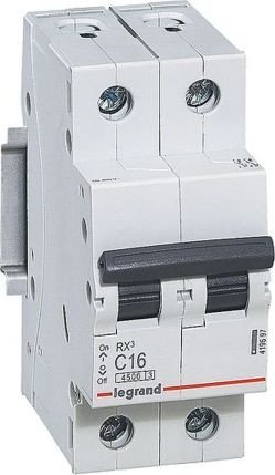 

Выключатель автоматический Legrand RX3 2П C 16A 4.5кА 419697