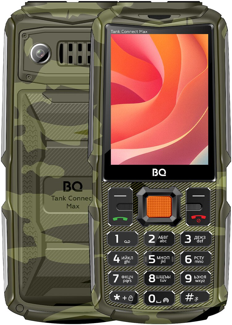 Кнопочный телефон BQ 2830L Tank Connect Max (камуфляж/черный)