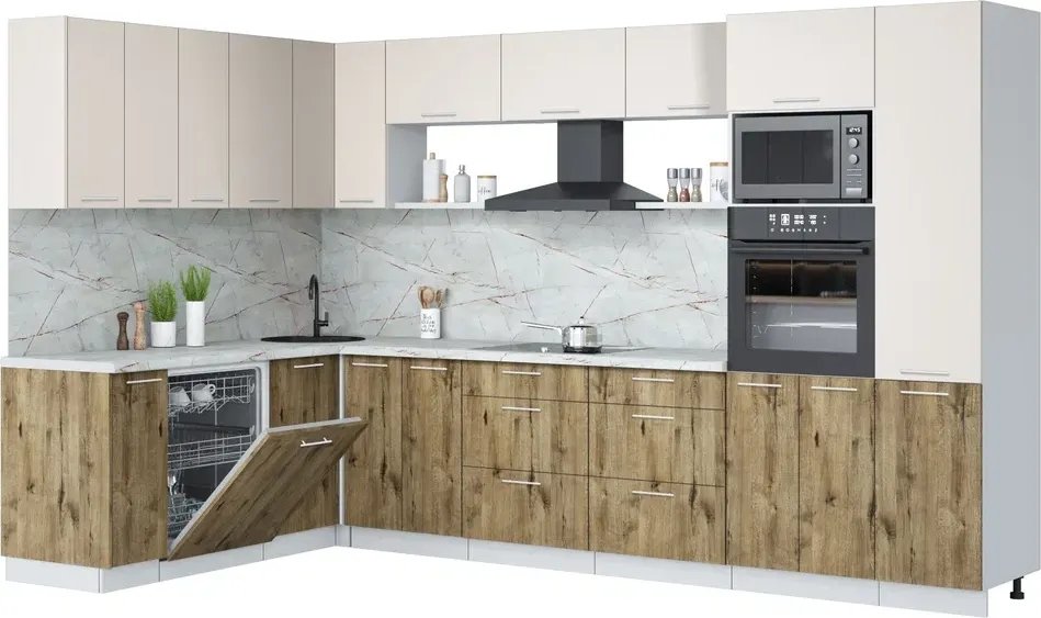 

Готовая кухня Интерлиния Мила Лайт 1.896х3.38 (персидский жемчуг/дуб веллингтон/серый каспий)