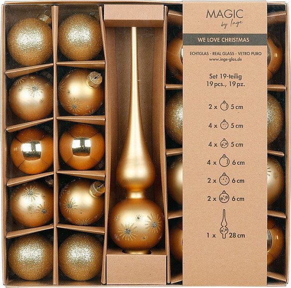 

Елочная игрушка Inge's Christmas One - Two - Tree! 40866P416 (19пр, золотой)