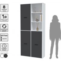 Шкаф распашной Интерлиния Skill-20 (3) (белый/антрацит)