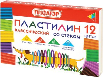 Пластилин Пифагор Веселая такса 106675 (12 цв)