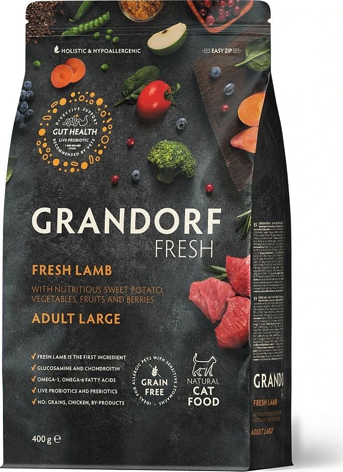 Сухой корм для кошек Grandorf Fresh Adult Cat Large Breed (Ягненок и батат) 400 г