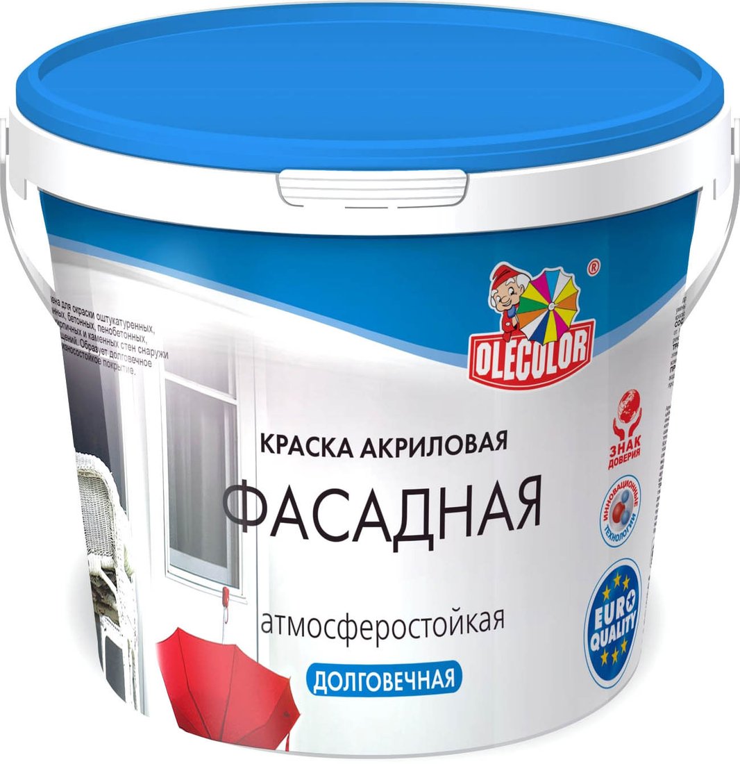 Краска Olecolor Водно-дисперсионная Фасадная База С 4.5 л (белый матовый)