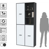 Шкаф распашной Интерлиния Skill-20 (3) (антрацит/белый)